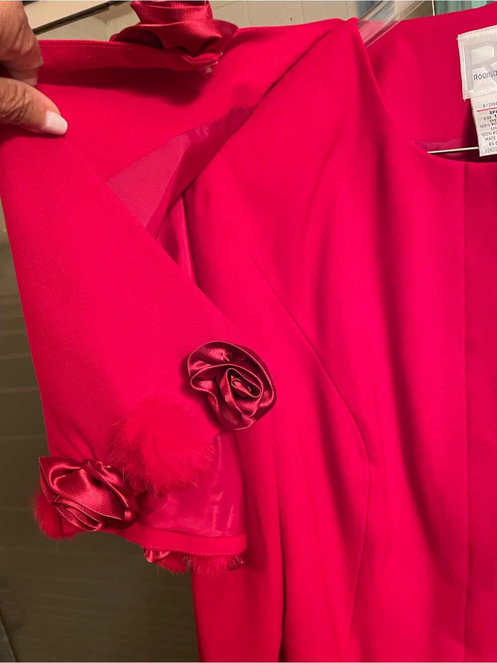 3Pc Elegant VTG Red Women's Maxi Length Skirt Jacket & Cape Tailored suit 16W - Picture 4 of 13